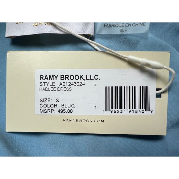 RAMY BROOK WOMENS SIZE SMALL HADLEE RUFFLE MIDI OCCASION DRESS BLUE NEW - Picture 10 of 13